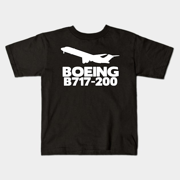 Boeing B717-200 Silhouette Print (White) Kids T-Shirt by TheArtofFlying